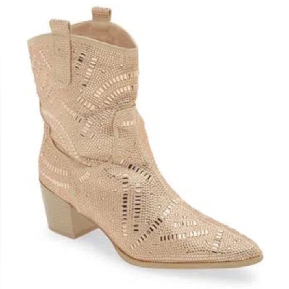 NWT — Azalea Wang Rhinestone Studded Pointed Western Ankle Boots Sizes 7.5 and 9